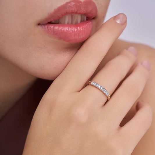 Milgrain Diamond Bar Ring