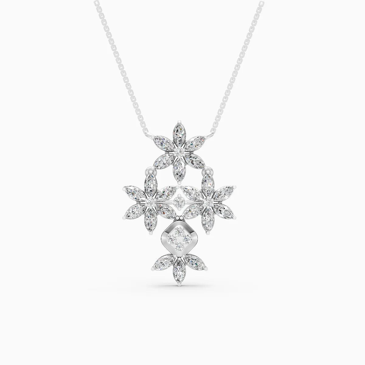 Floral Marquise Lab Grown Diamond Necklace