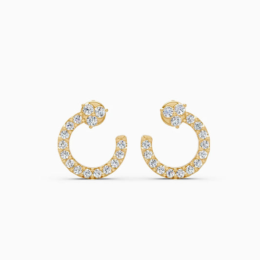 Diamond Crescent Stud Earrings with Sparkle