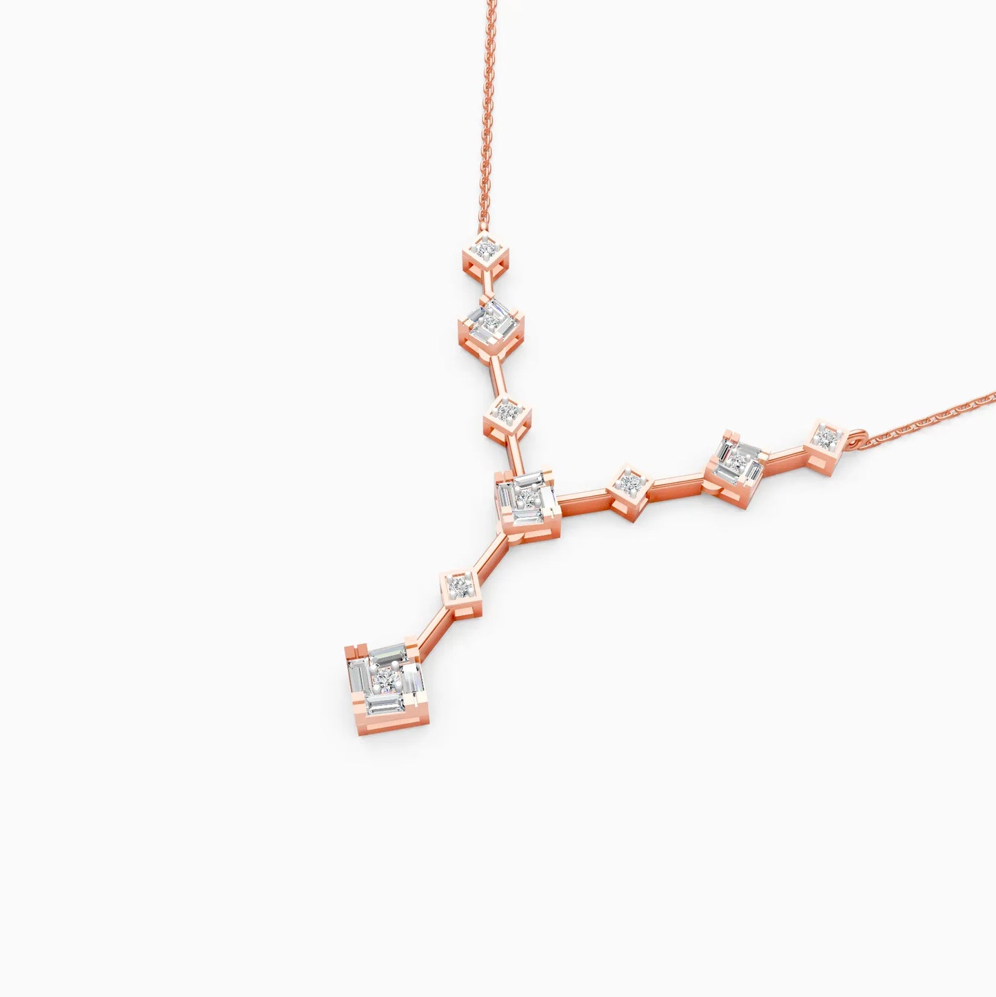Stylish Two layer Lab Grown Diamond Charm Necklace