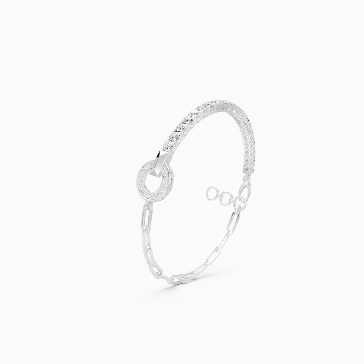 Stylish Link and Loop Diamond Bracelet