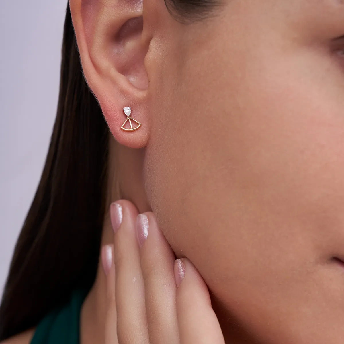 Pear Geometric Fan Studs