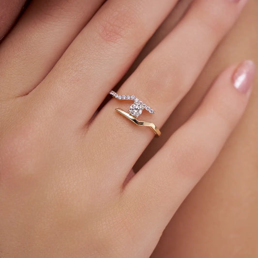 Open Curve Solitaire Ring