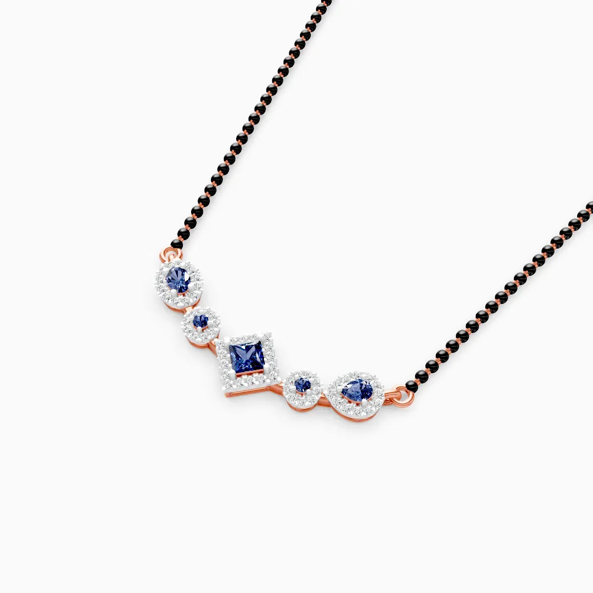 Royal Blue Sapphire and Lab Diamond Mangalsutra