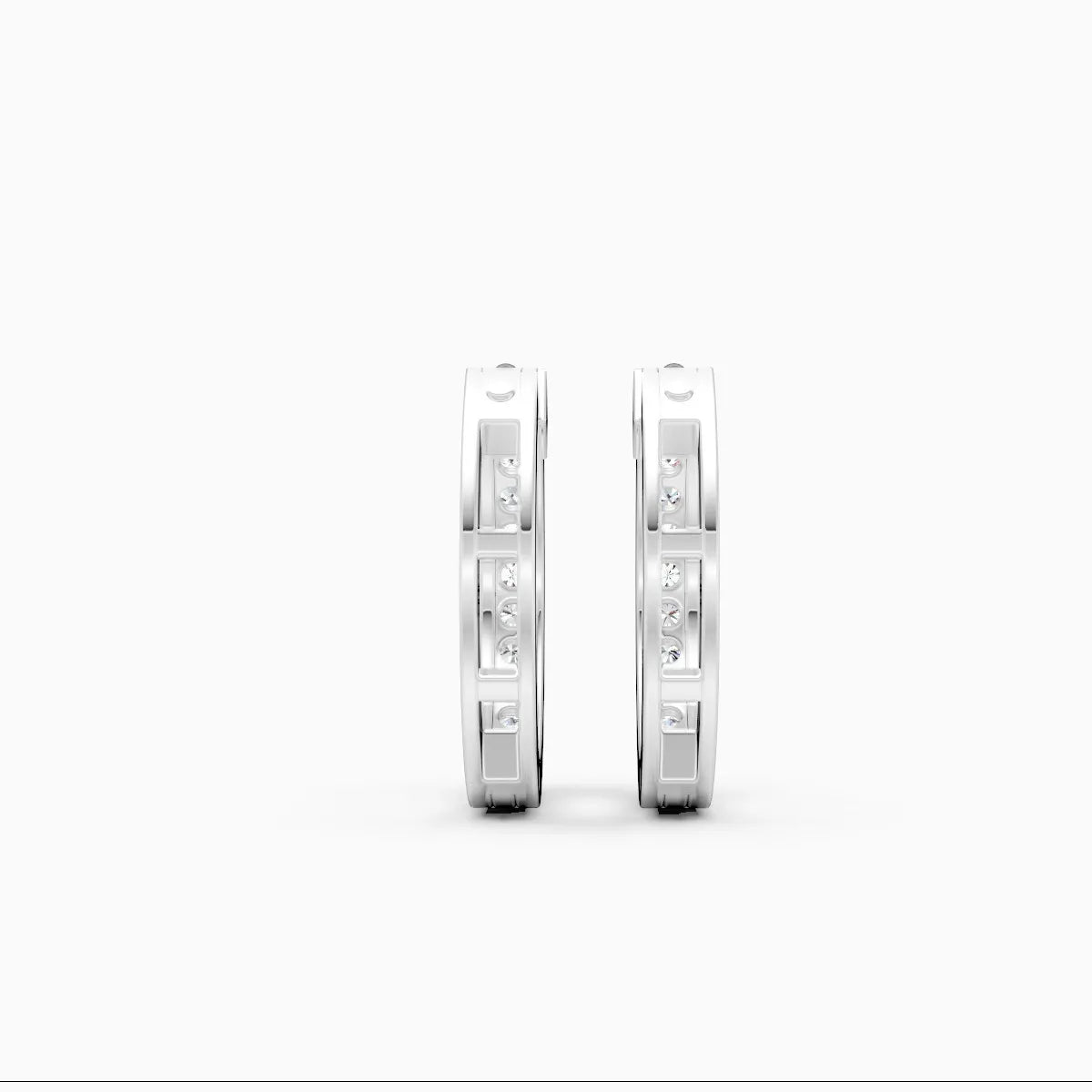 Elegant Sparkle Line Diamond Hoop Earrings