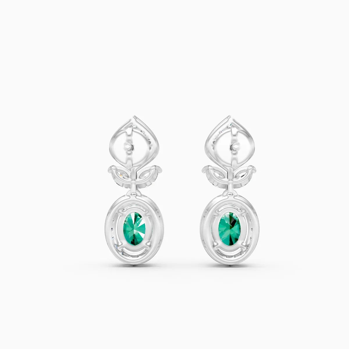 Green Oval Tear Drop Lab Diamond Earrings