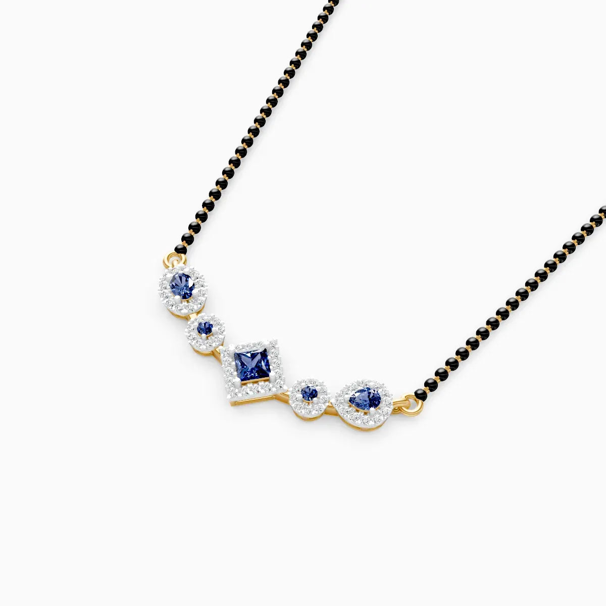 Royal Blue Sapphire and Lab Diamond Mangalsutra