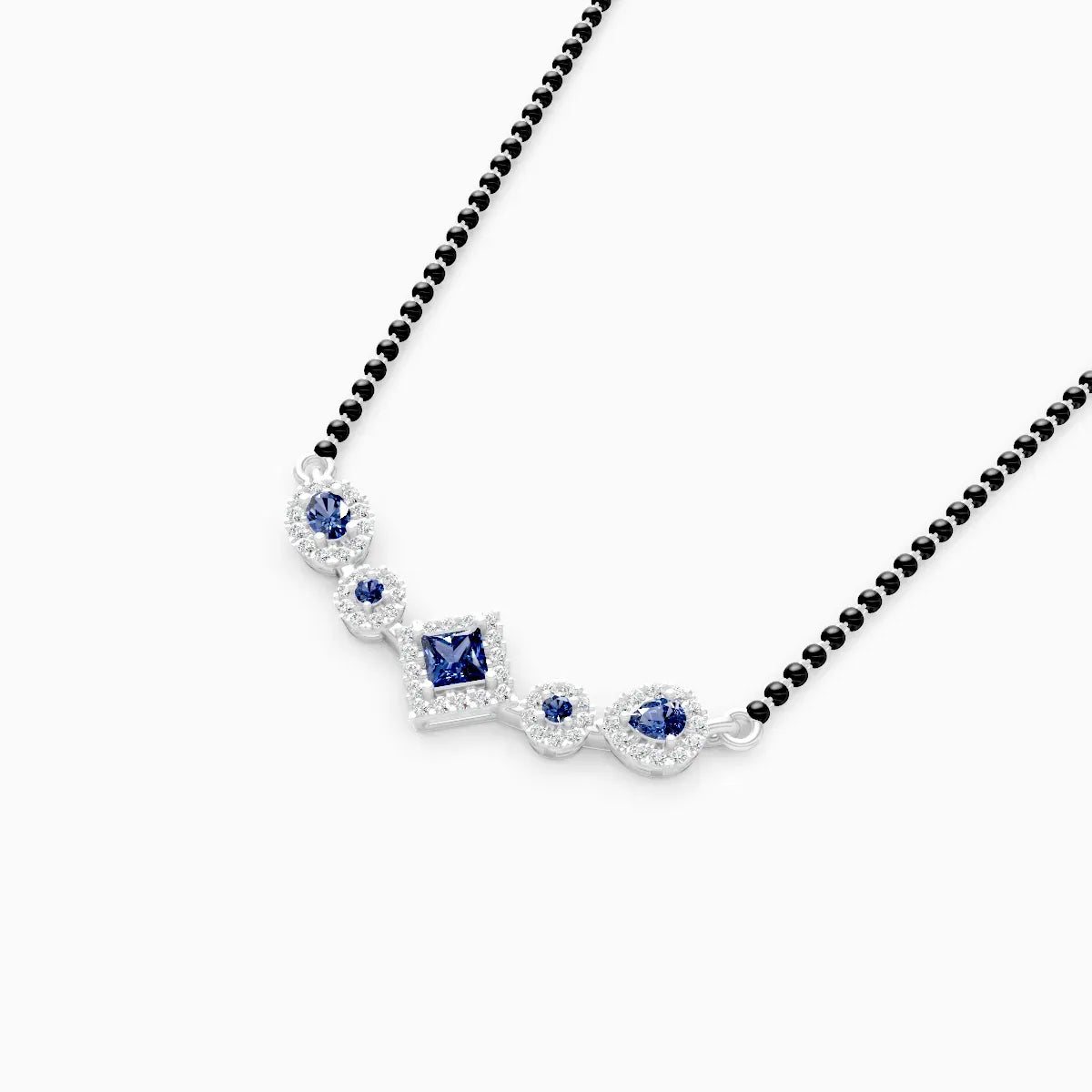 Royal Blue Sapphire and Lab Diamond Mangalsutra