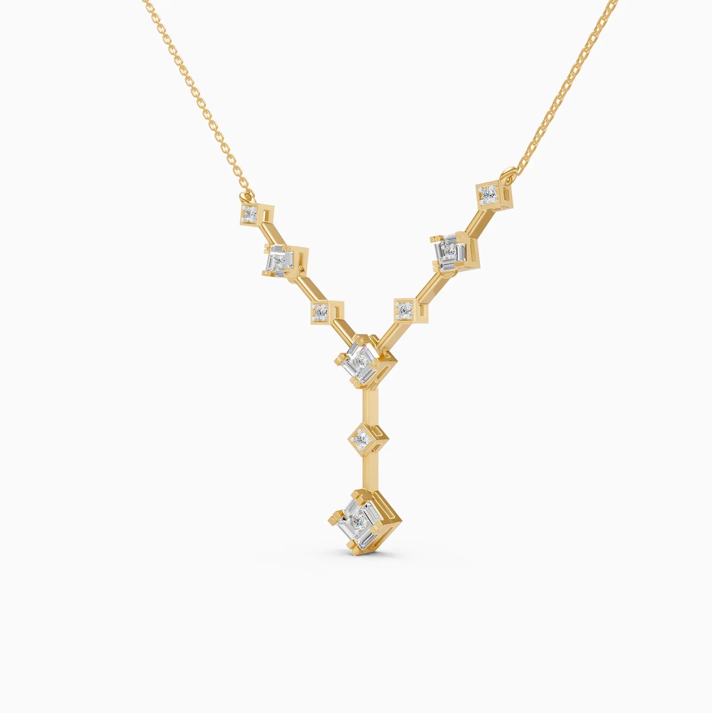 Stylish Two layer Lab Grown Diamond Charm Necklace