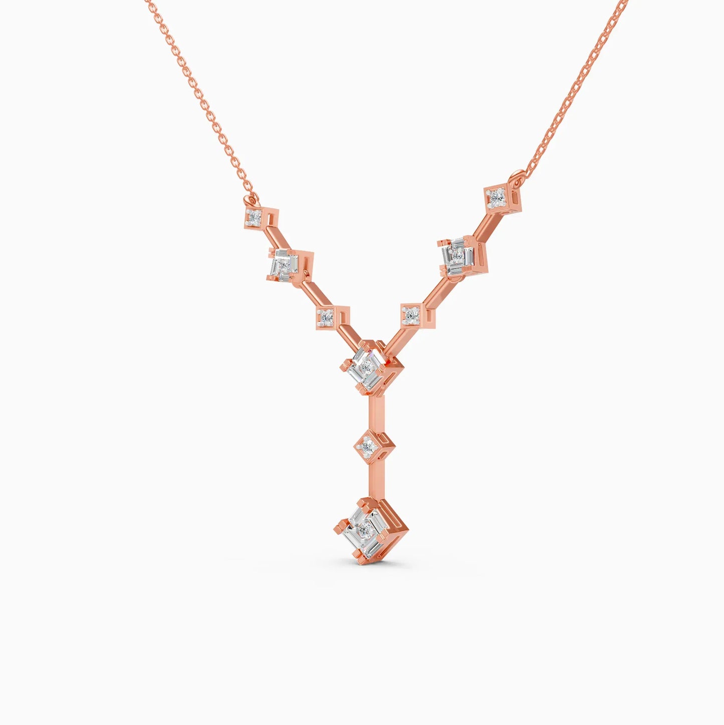 Stylish Two layer Lab Grown Diamond Charm Necklace