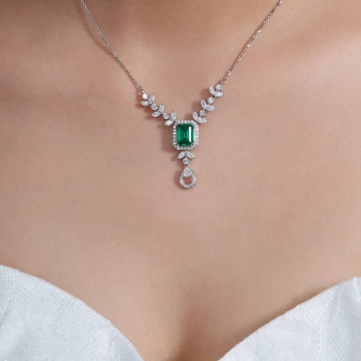 Emerald Elegance Gold Lab Diamond Necklace