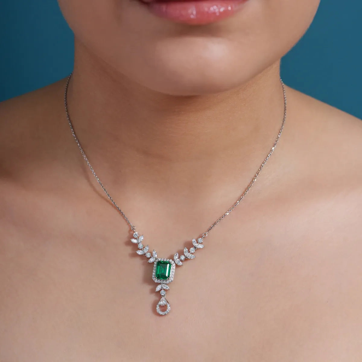 Emerald Elegance Gold Lab Diamond Necklace