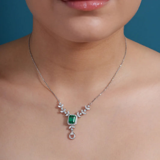 Emerald Elegance Gold Lab Diamond Necklace