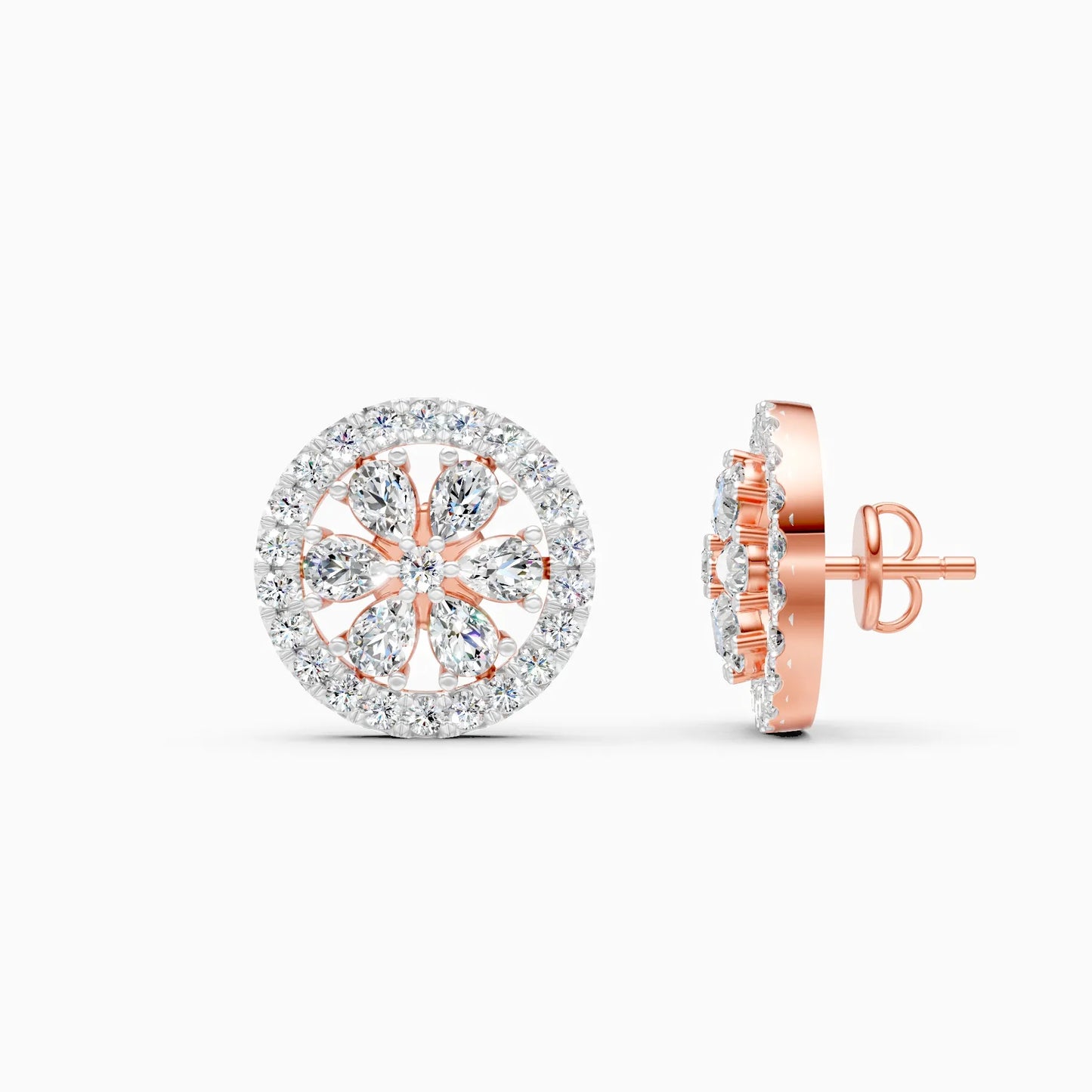 Floral Cluster Lab Grown Diamond Stud Earrings