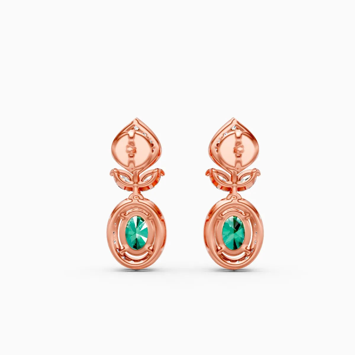Green Oval Tear Drop Lab Diamond Earrings