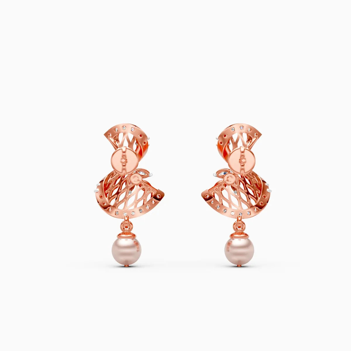 Floral Motion Diamond Earrings with Pearl Drop