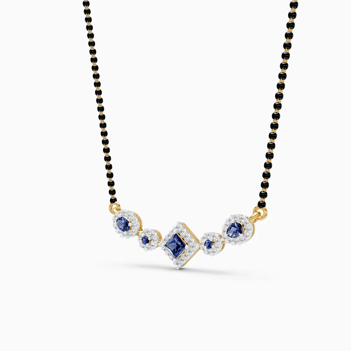 Royal Blue Sapphire and Lab Diamond Mangalsutra