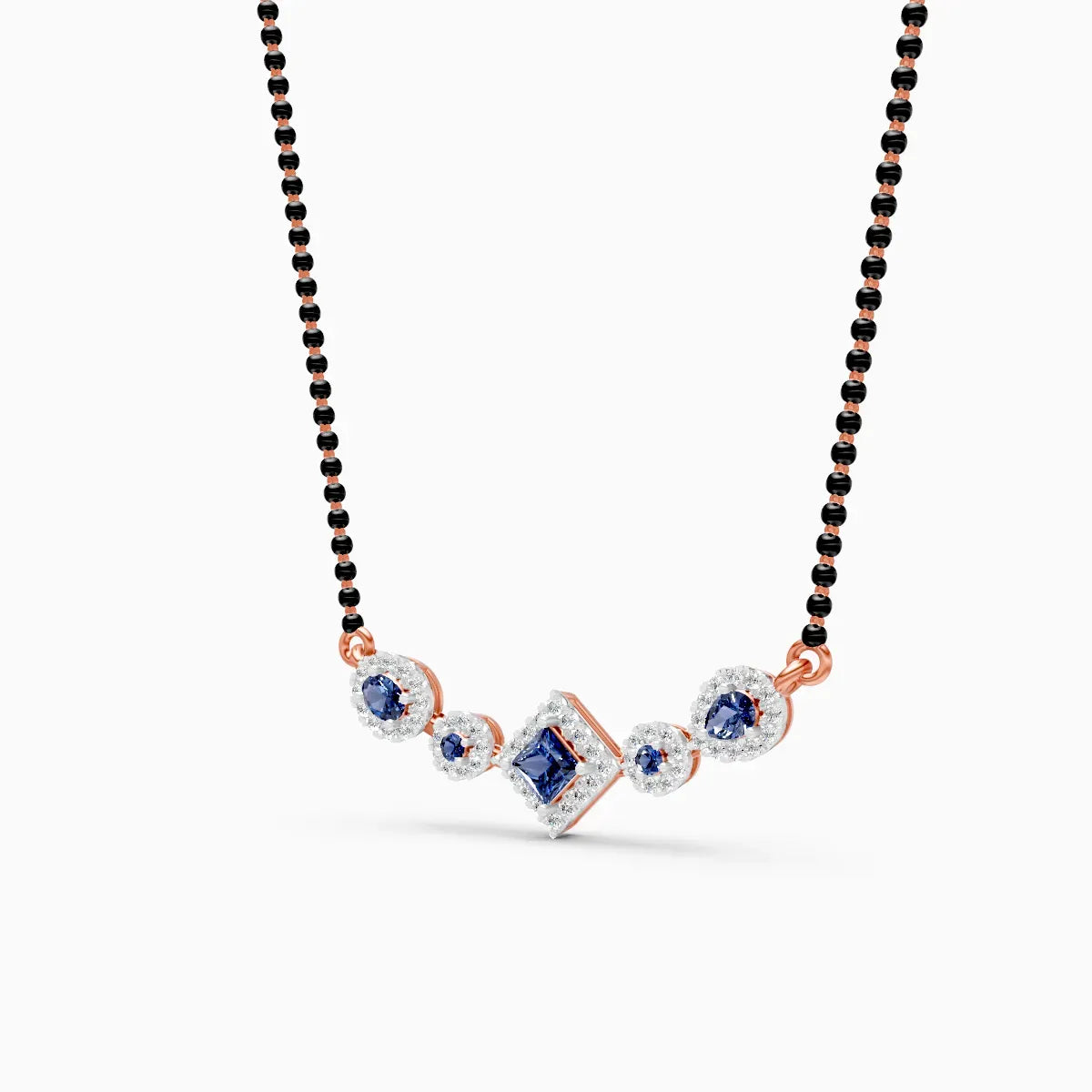 Royal Blue Sapphire and Lab Diamond Mangalsutra