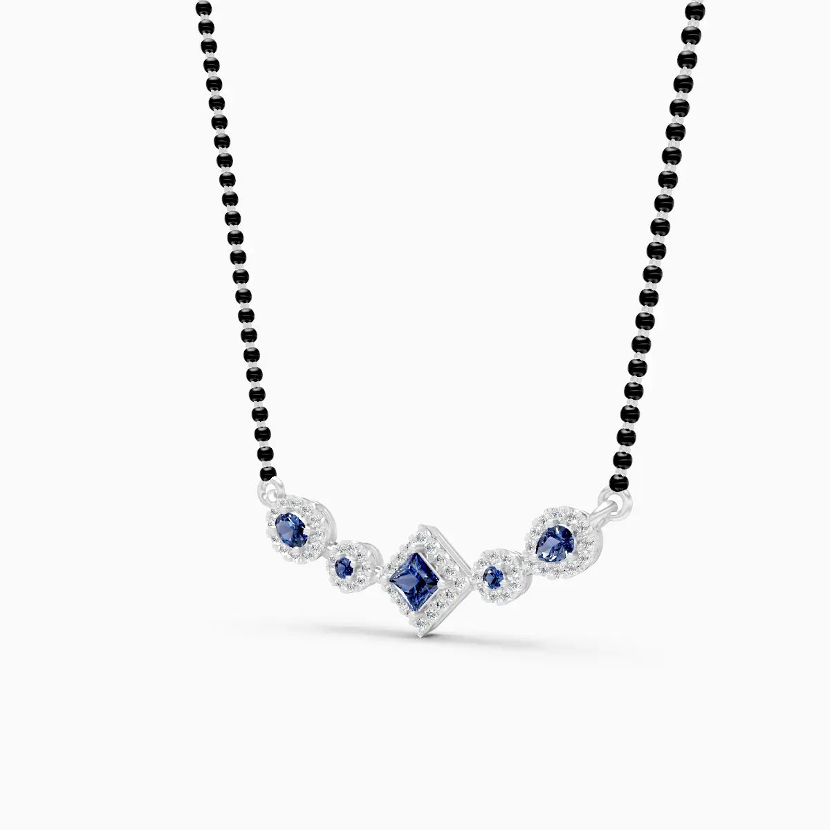 Royal Blue Sapphire and Lab Diamond Mangalsutra
