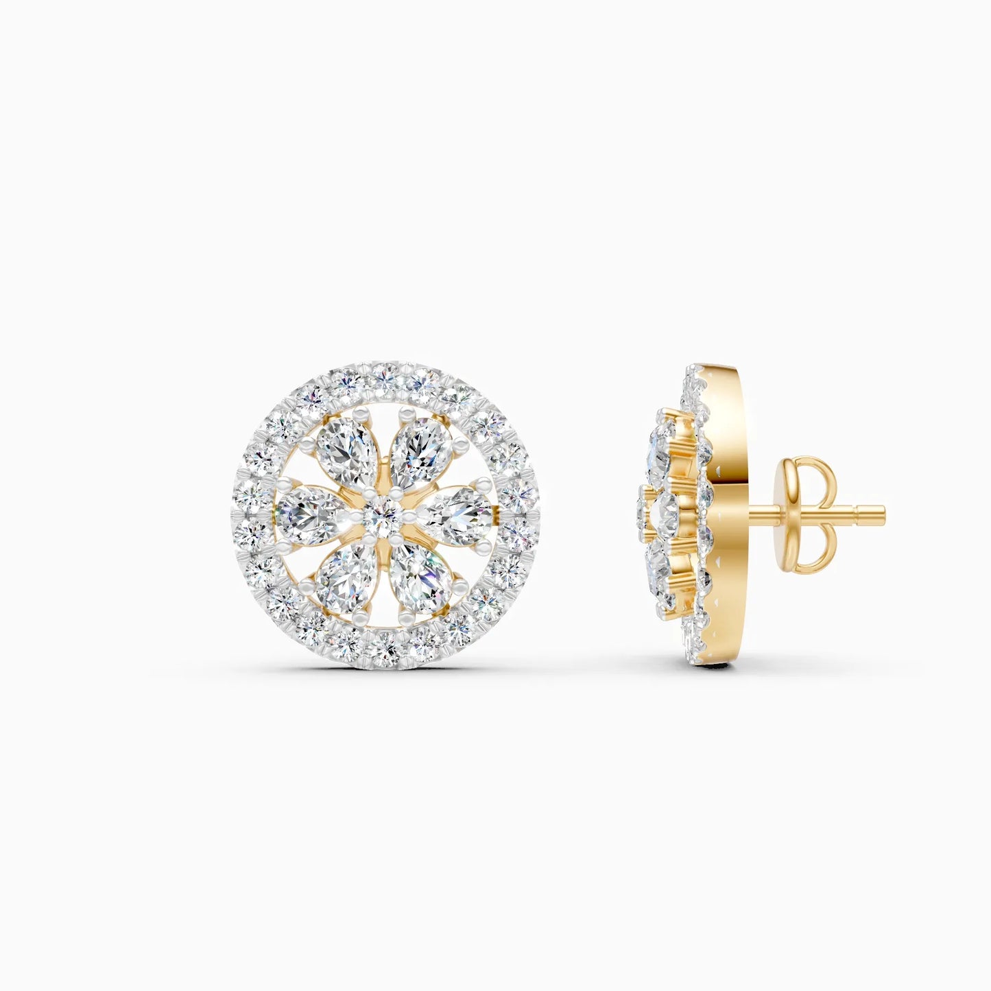 Floral Cluster Lab Grown Diamond Stud Earrings