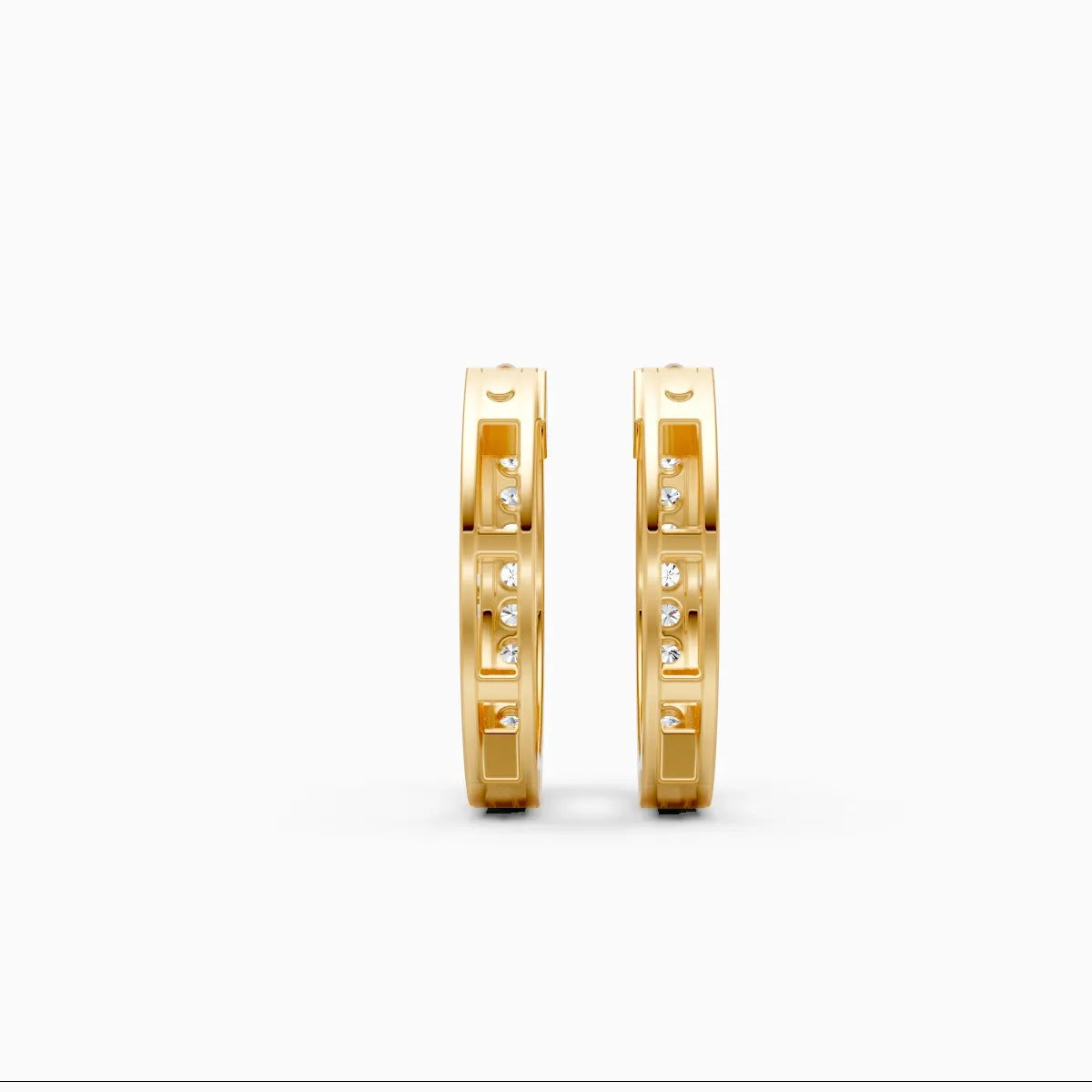 Elegant Sparkle Line Diamond Hoop Earrings