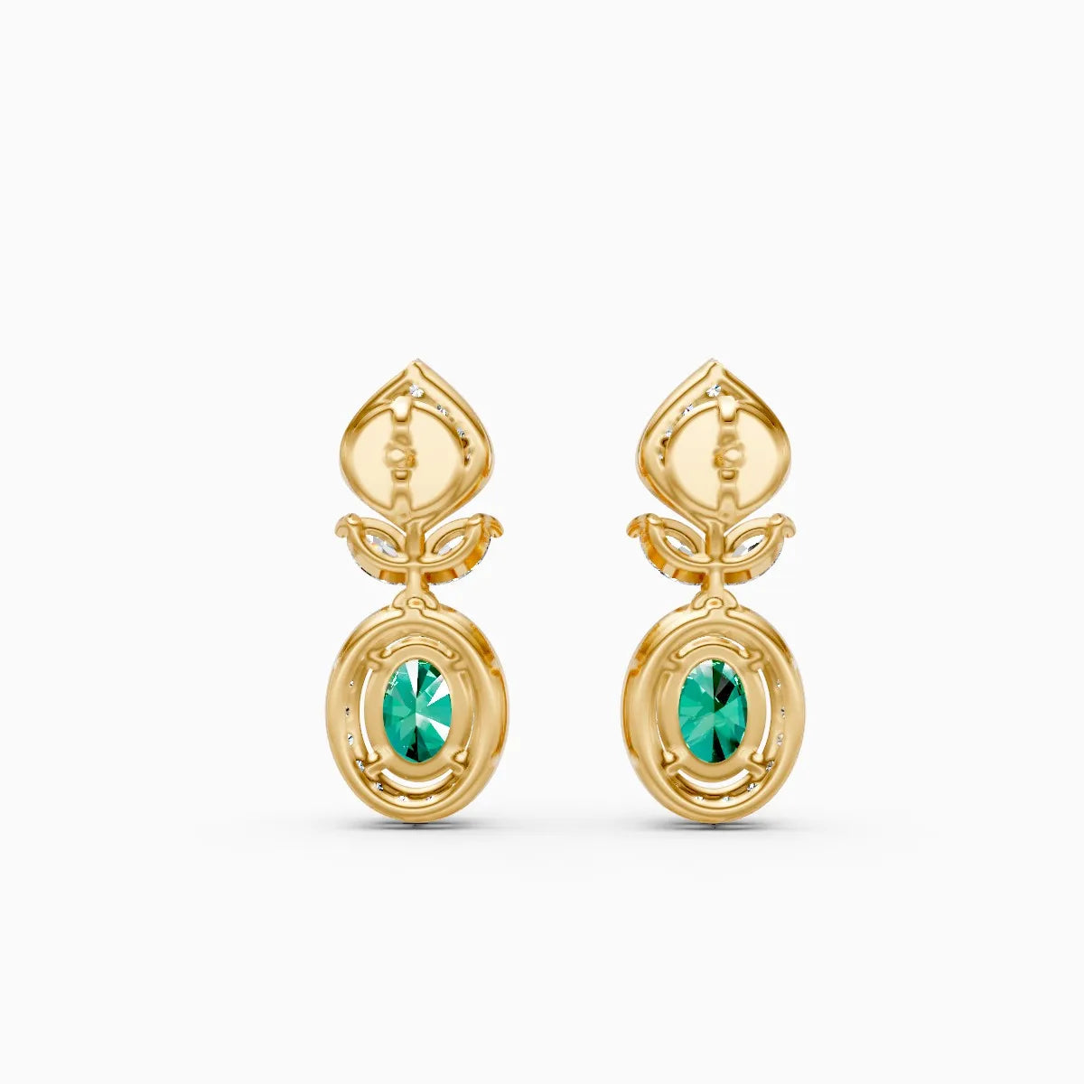 Green Oval Tear Drop Lab Diamond Earrings