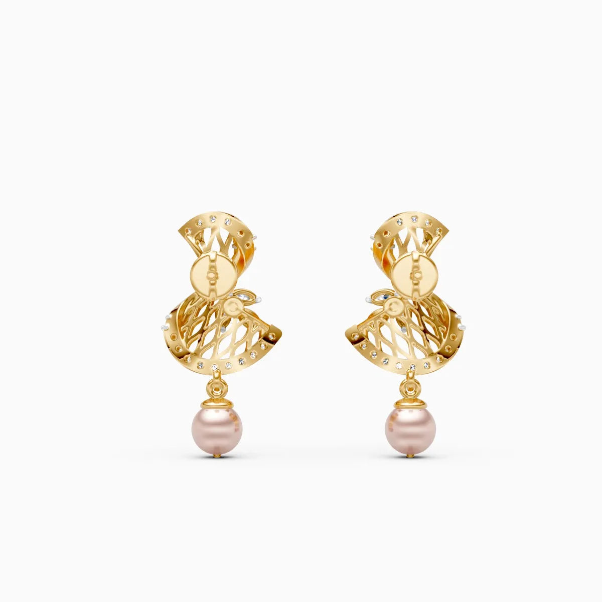 Floral Motion Diamond Earrings with Pearl Drop