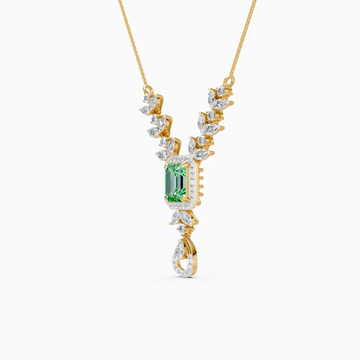 Emerald Elegance Gold Lab Diamond Necklace