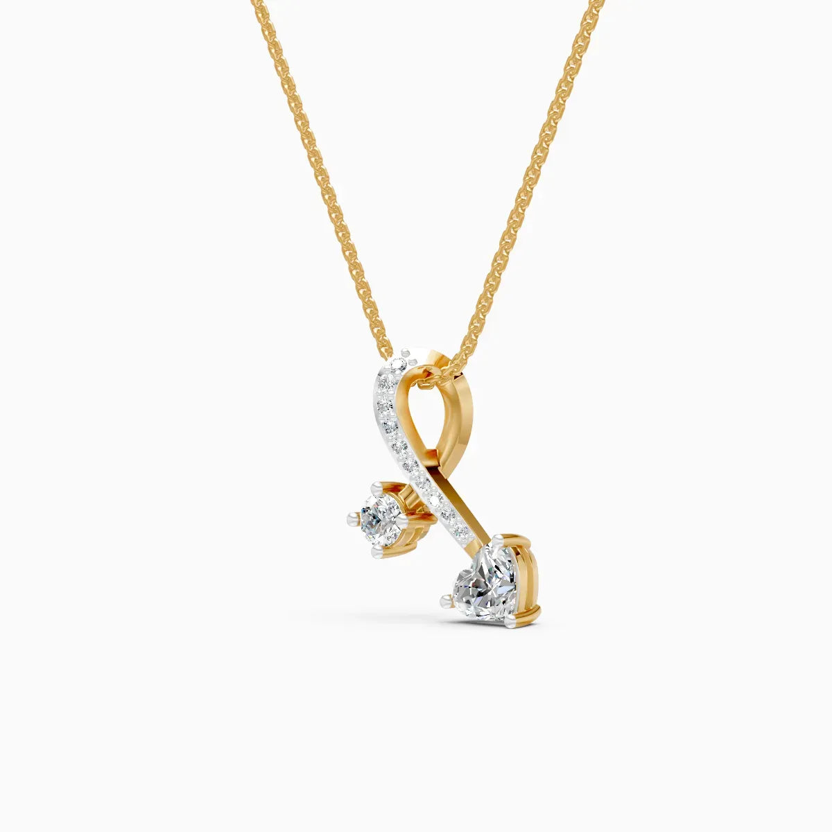 Two Stone Lab Diamond Gold Pendant