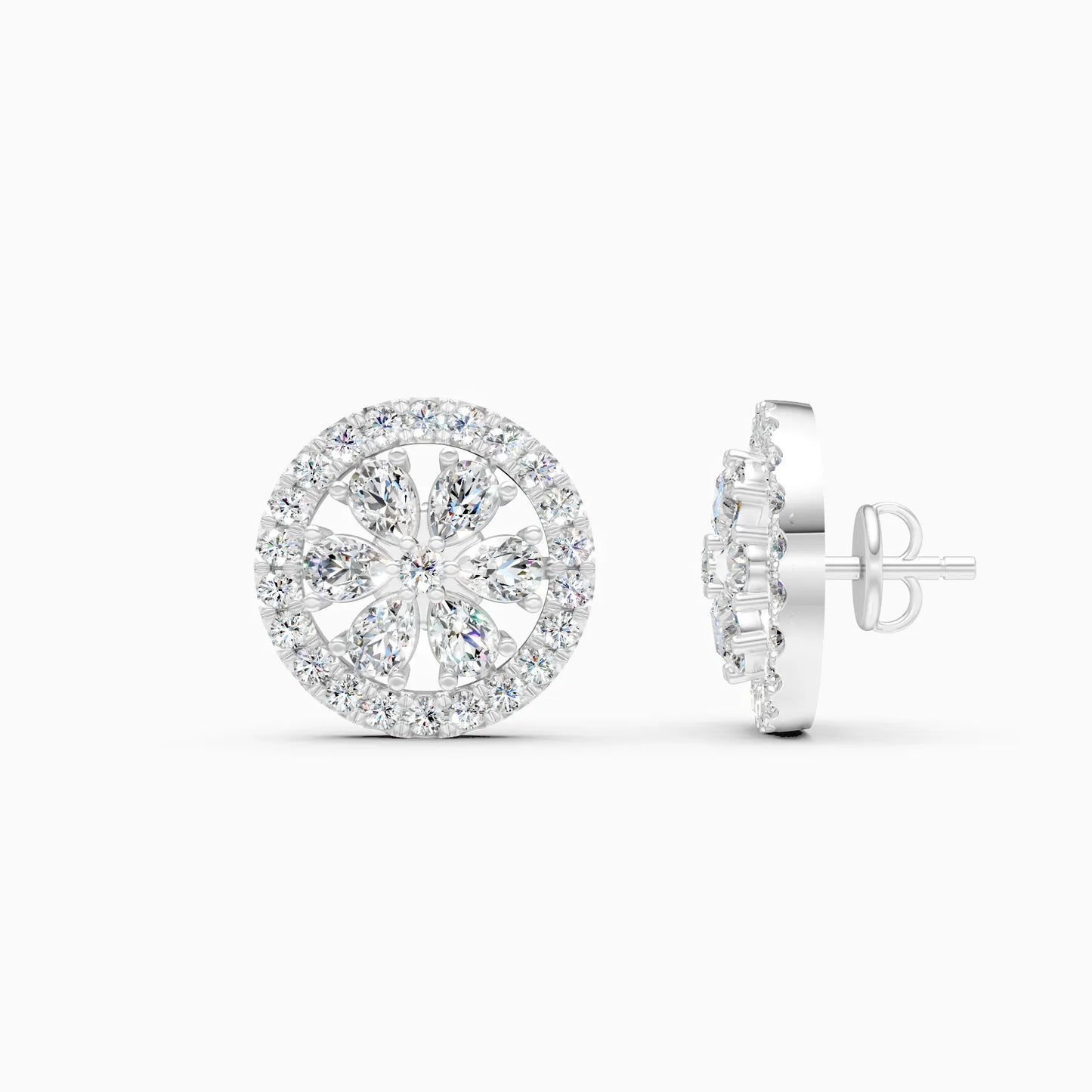 Floral Cluster Lab Grown Diamond Stud Earrings