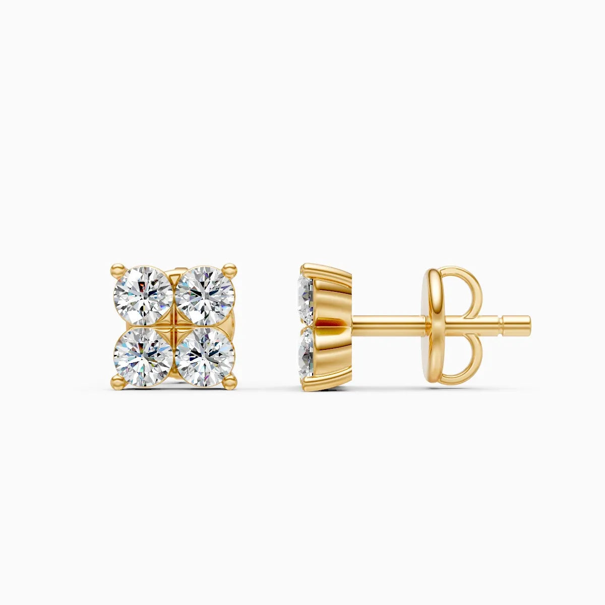 Four Lab Grown Diamond Clover Studs In Rose Gold