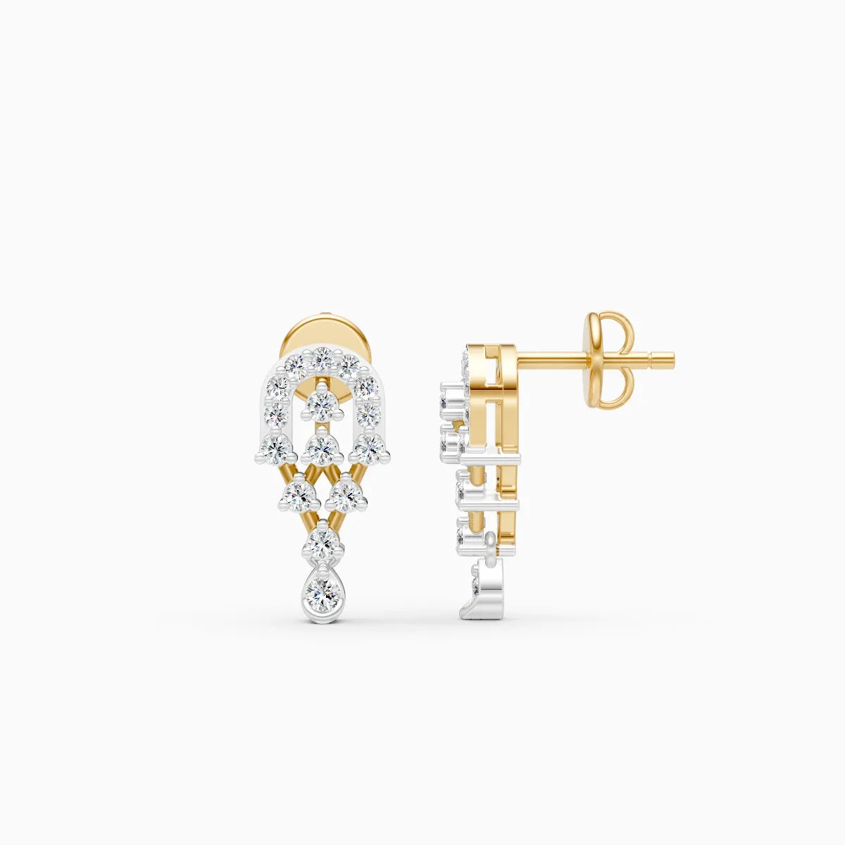 Round Two-Tone Lab Grown Diamond Earrings