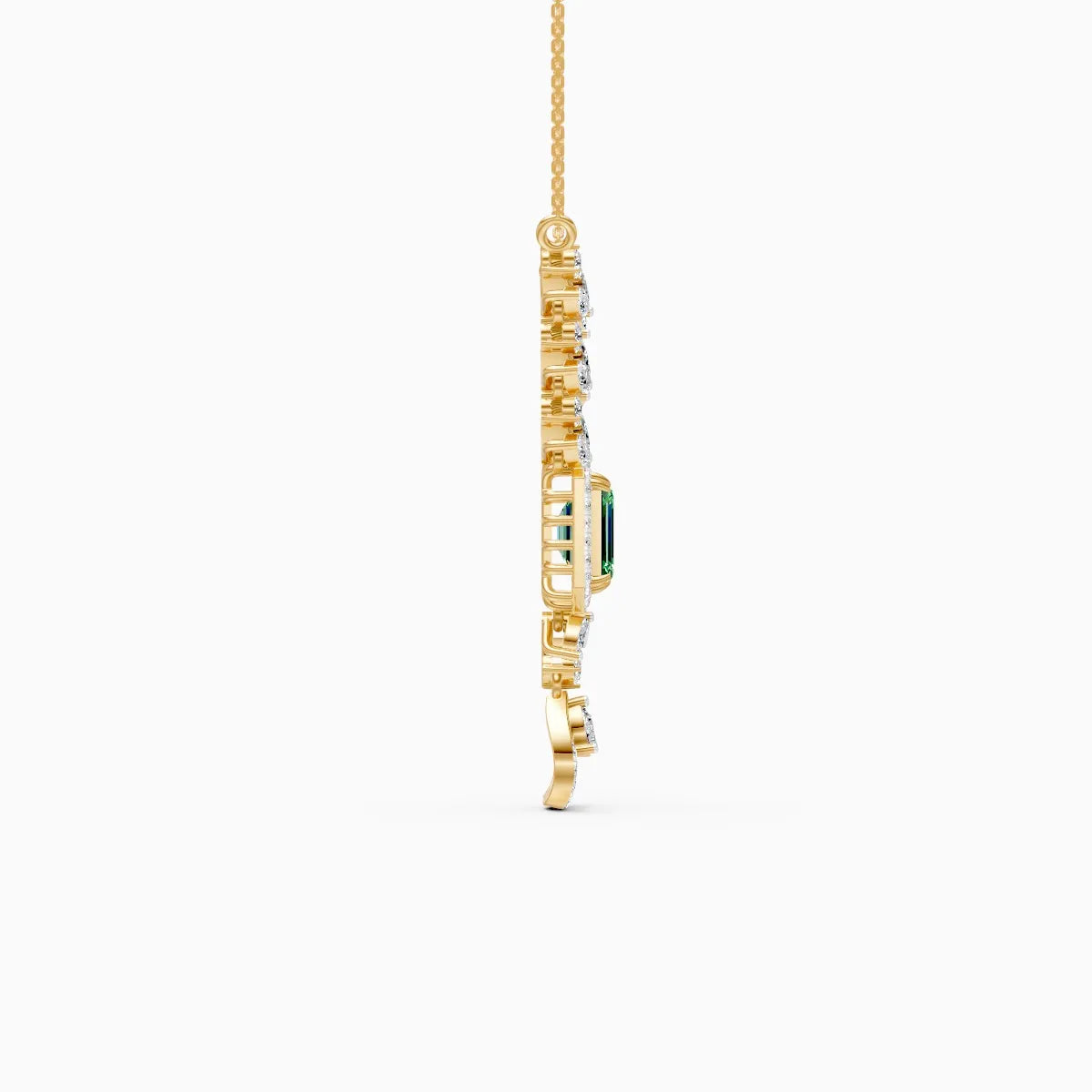 Emerald Elegance Gold Lab Diamond Necklace