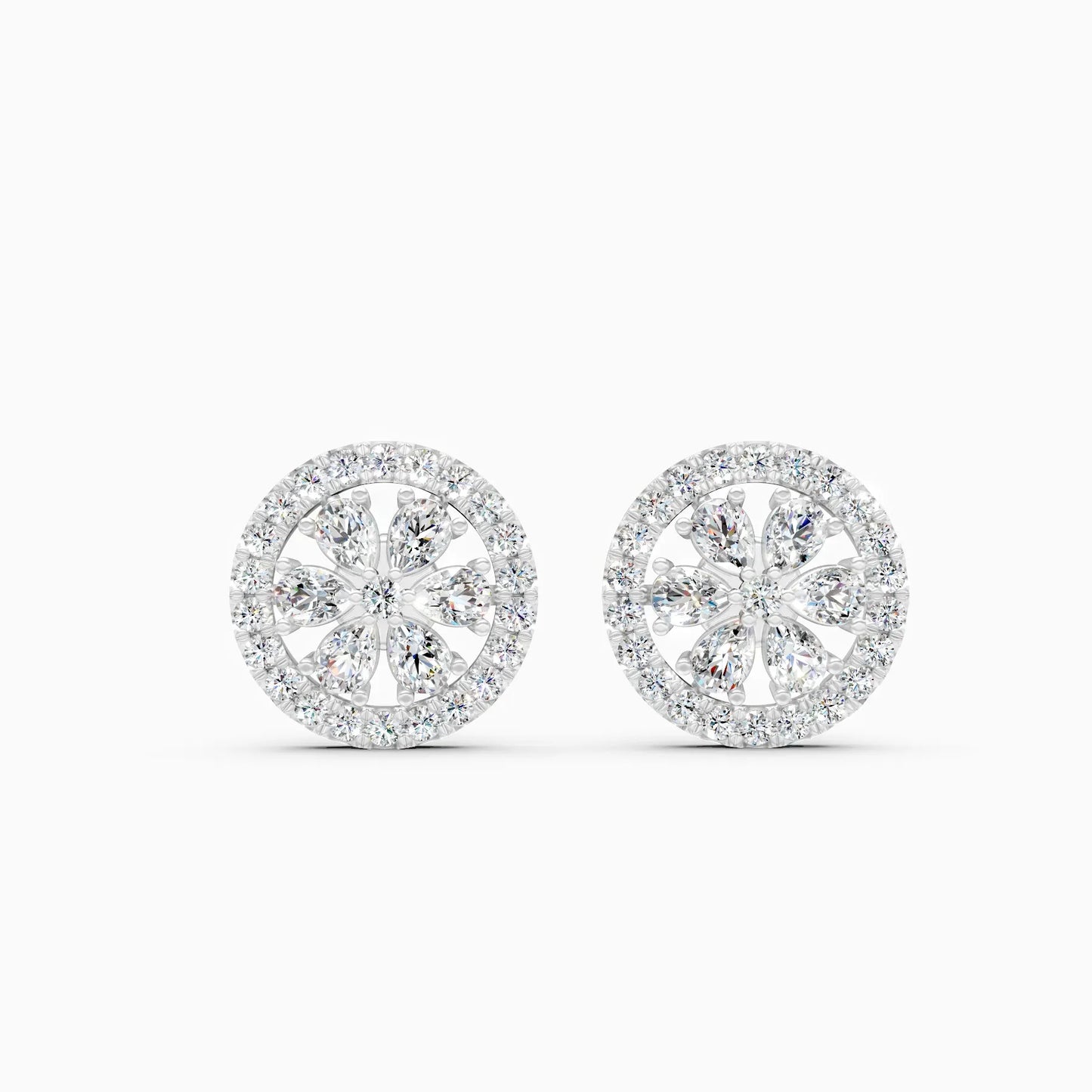 Floral Cluster Lab Grown Diamond Stud Earrings