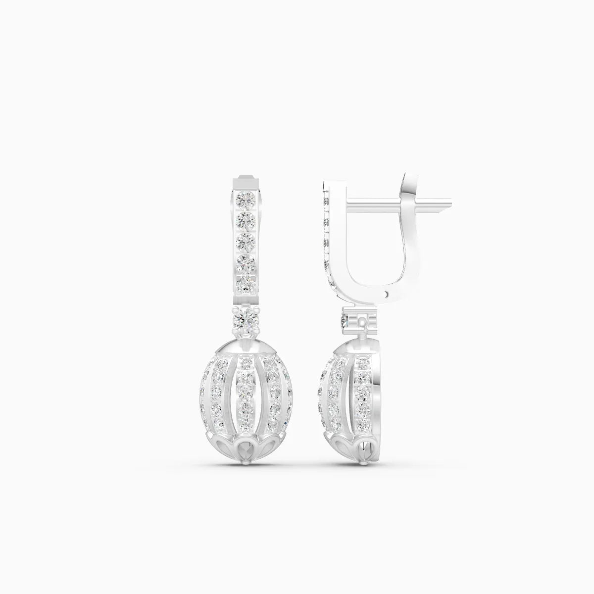 Art Deco Drop with Brilliant Round Cuts Lab Diamond Earrings