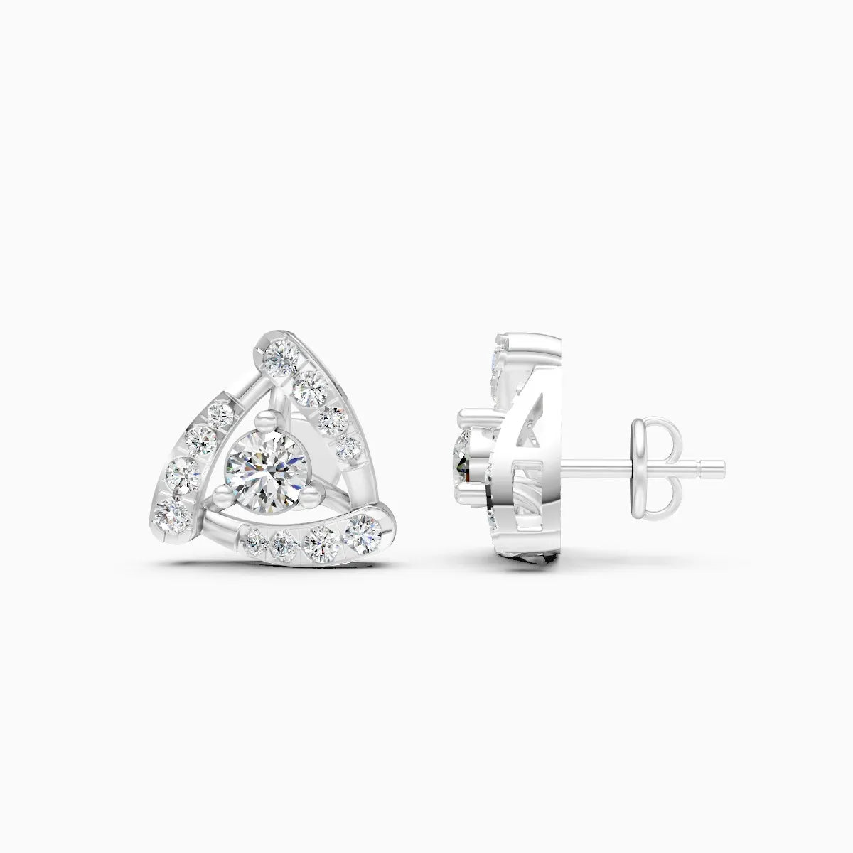 Unique Triangle Halo Lab Grown Diamond Studs