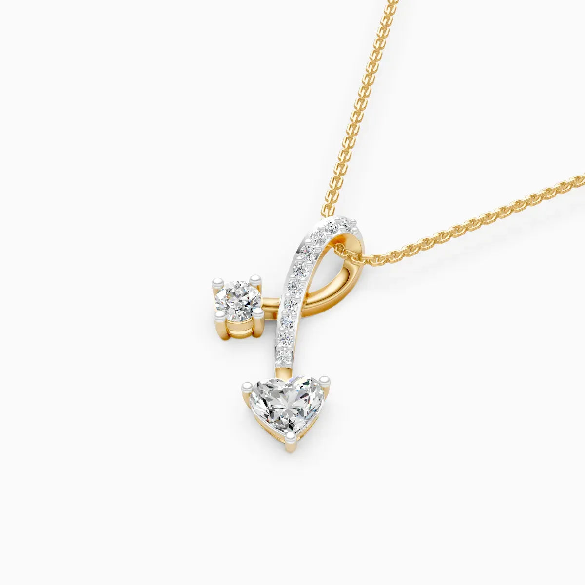 Two Stone Lab Diamond Gold Pendant