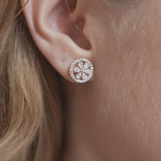Floral Cluster Lab Grown Diamond Stud Earrings